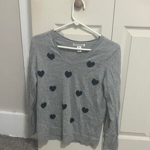 Gray Heart Patterned Women's Top